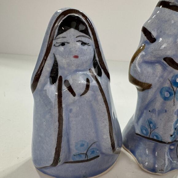 Tonala Mexican Pottery Nativity Blue 4 Piece Set Christmas Holy Family - Picture 2 of 13